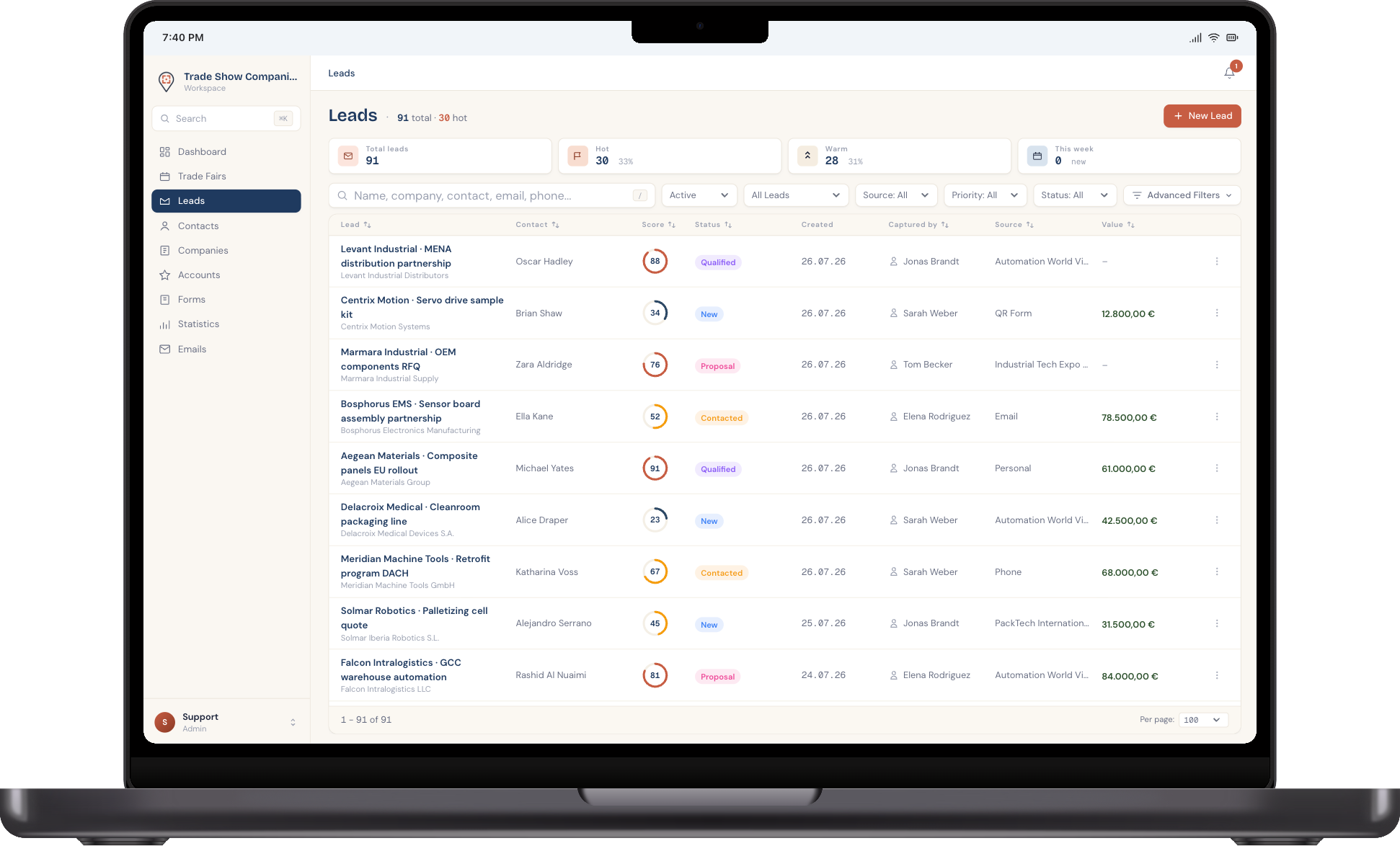 Follow up in the CRM